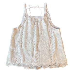 Exhilaration Tank Top White Crochet Lace Overlay Y2K Boho Beach Womens XS